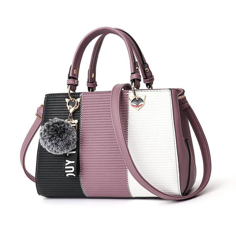 Women Hairball Ornaments Totes Patchwork Handbag Party Purse Ladies Messenger Crossbody Shoulder Bags Women Handbags - ROYAL EQUIPS