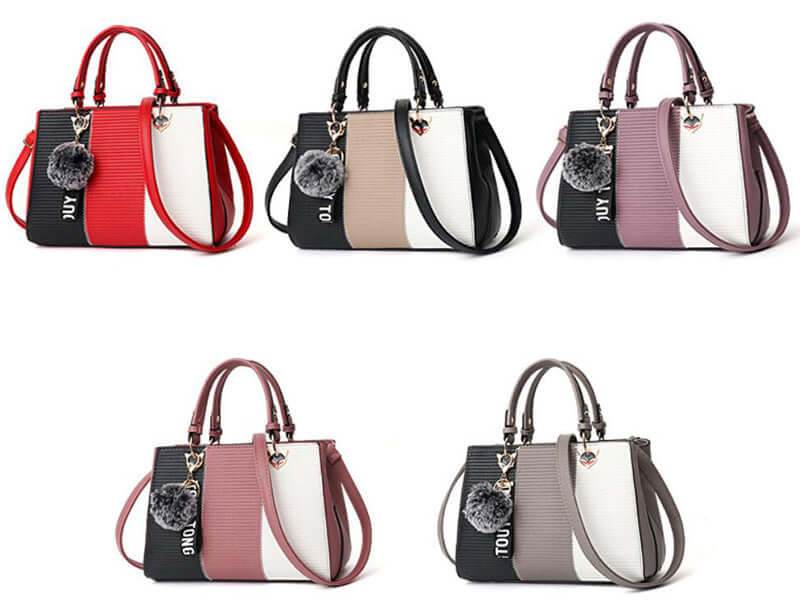 Women Hairball Ornaments Totes Patchwork Handbag Party Purse Ladies Messenger Crossbody Shoulder Bags Women Handbags - ROYAL EQUIPS