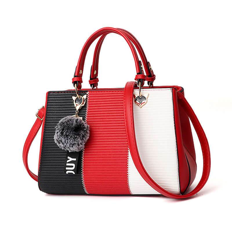Women Hairball Ornaments Totes Patchwork Handbag Party Purse Ladies Messenger Crossbody Shoulder Bags Women Handbags - ROYAL EQUIPS