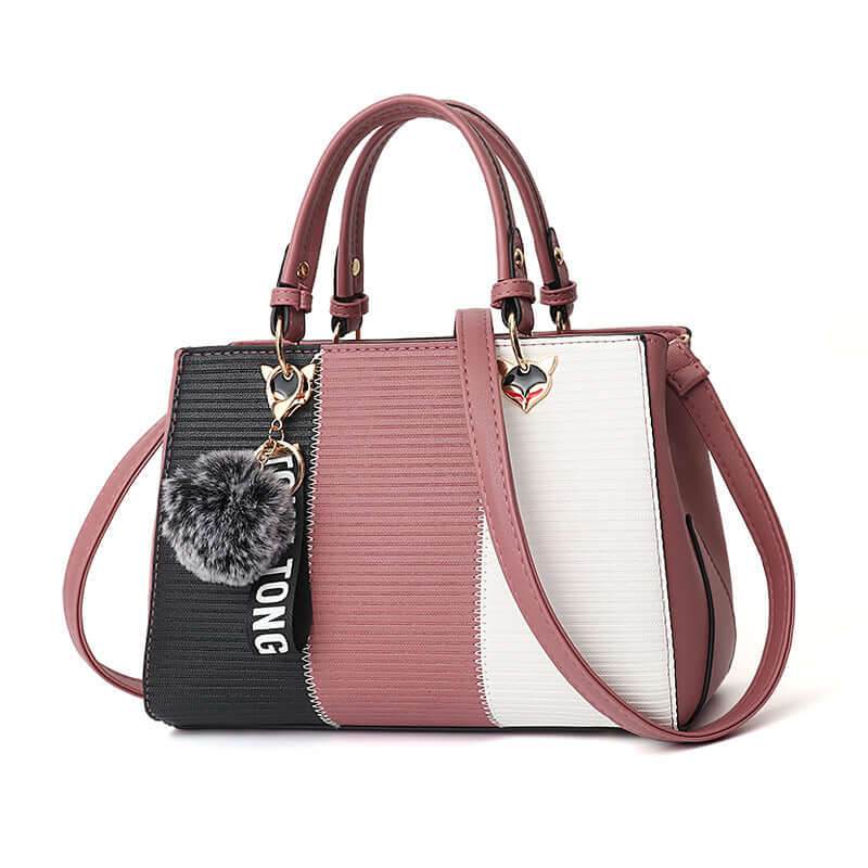 Women Hairball Ornaments Totes Patchwork Handbag Party Purse Ladies Messenger Crossbody Shoulder Bags Women Handbags - ROYAL EQUIPS