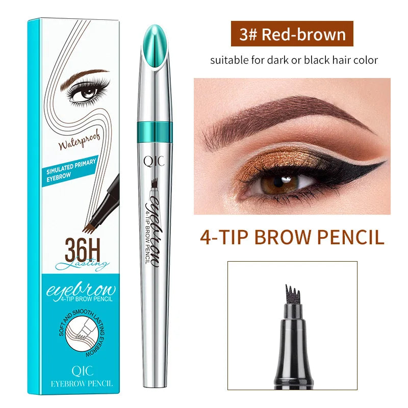 4 Points Waterproof Eyebrow Pen in Three Stunning Shades: Achieve the Perfect Microbladed Look with Ease