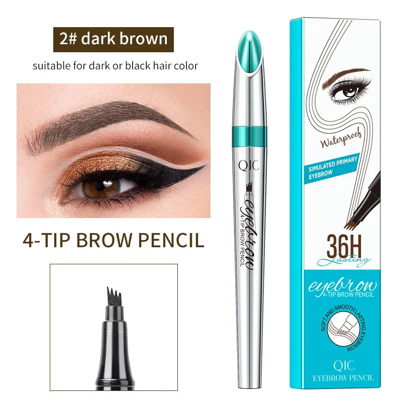 4 Points Waterproof Eyebrow Pen in Three Stunning Shades: Achieve the Perfect Microbladed Look with Ease