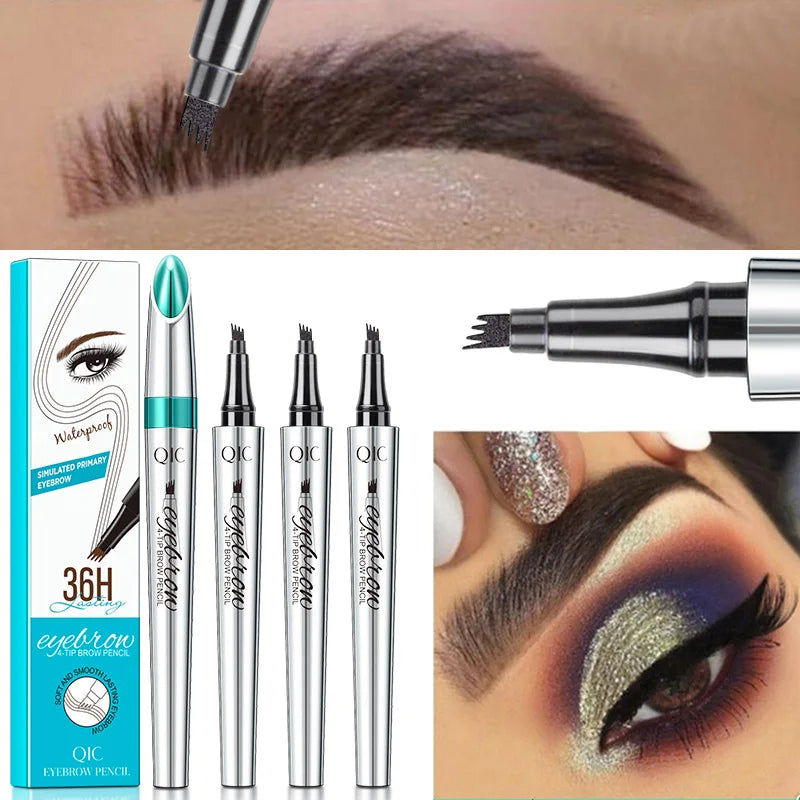 4 Points Waterproof Eyebrow Pen in Three Stunning Shades: Achieve the Perfect Microbladed Look with Ease