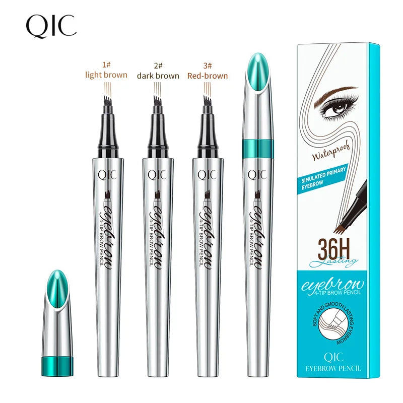 4 Points Waterproof Eyebrow Pen in Three Stunning Shades: Achieve the Perfect Microbladed Look with Ease