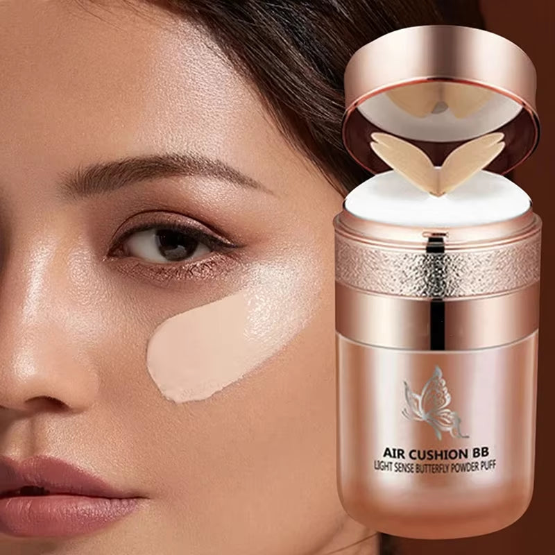 Air Cushion BB Cream with Butterfly Puff - Moisturizing, Whitening, Oil-Control & Waterproof Makeup Solution
