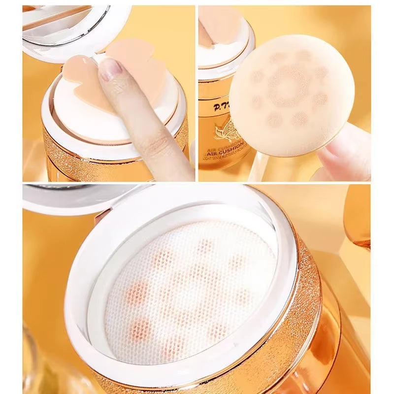 Air Cushion BB Cream with Butterfly Puff - Moisturizing, Whitening, Oil-Control & Waterproof Makeup Solution