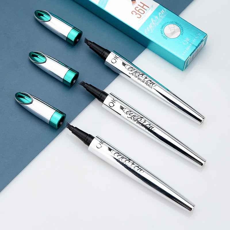 4 Points Waterproof Eyebrow Pen in Three Stunning Shades: Achieve the Perfect Microbladed Look with Ease