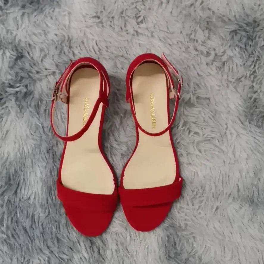 Women's Low Heels Peep Toes Ankle Strap Sandal High Heels Wedding Shoes Plus Size - ROYAL EQUIPS