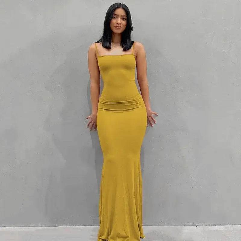 Maxi Dress Backless Slim Dress Pullover Concise Long Bodycon Skirt - ROYAL EQUIPS