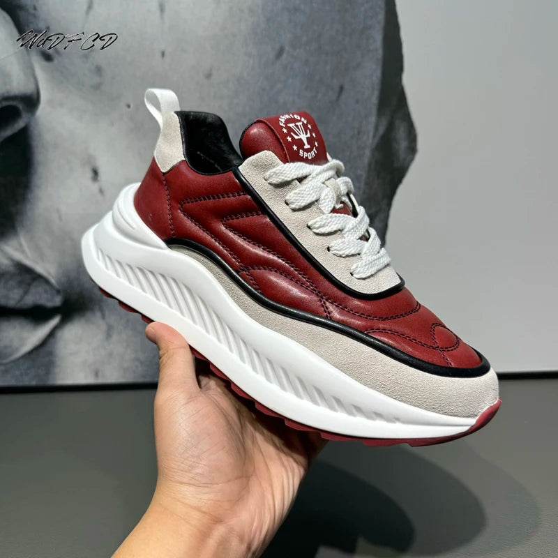 Designer Sneakers Running Casual Microfiber Leather Upper Height Increased Flat Platform Sport Shoes - ROYAL EQUIPS