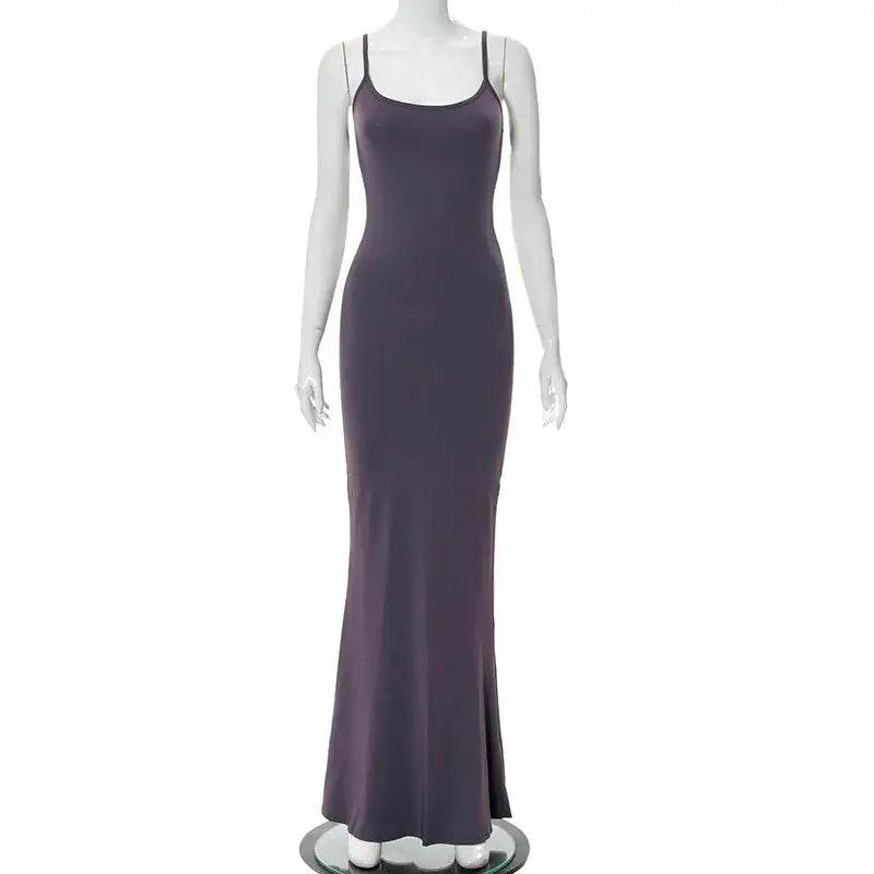 Maxi Dress Backless Slim Dress Pullover Concise Long Bodycon Skirt - ROYAL EQUIPS