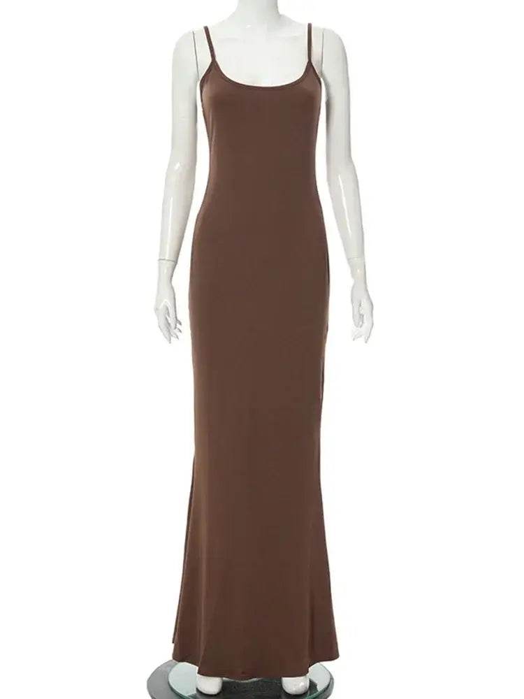 Maxi Dress Backless Slim Dress Pullover Concise Long Bodycon Skirt - ROYAL EQUIPS