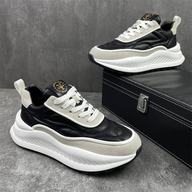 Designer Sneakers Running Casual Microfiber Leather Upper Height Increased Flat Platform Sport Shoes - ROYAL EQUIPS