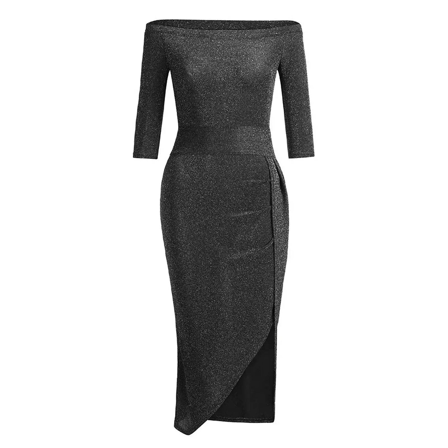 Strapless High Slit Tight Long Sleeve Elegant Dress - ROYAL EQUIPS