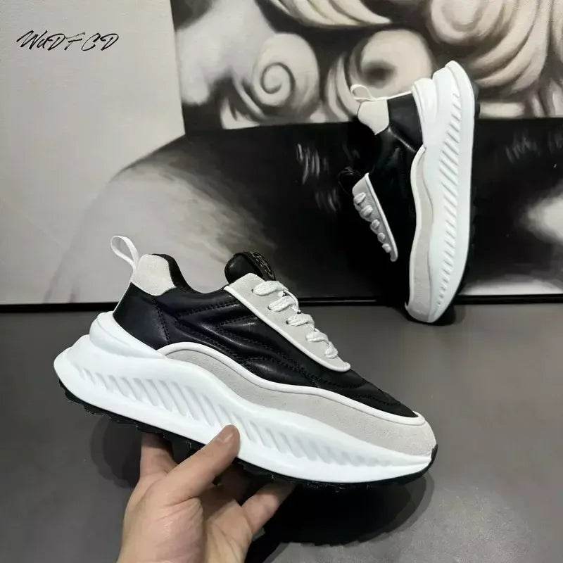 Designer Sneakers Running Casual Microfiber Leather Upper Height Increased Flat Platform Sport Shoes - ROYAL EQUIPS