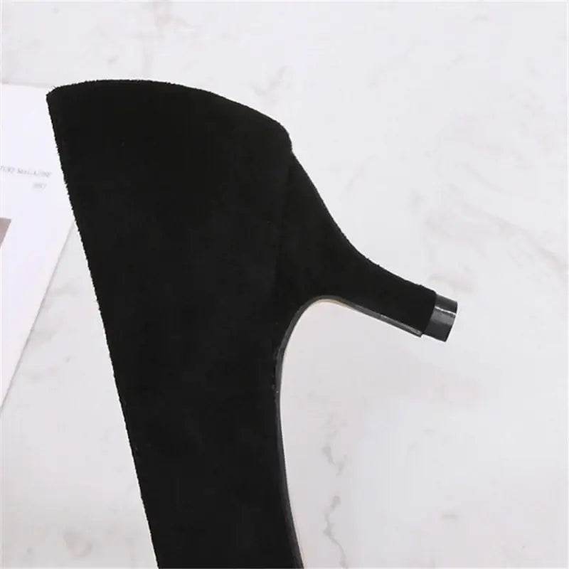Low Heel Pumps Lady Pointed Toe Kitten Heels Female Green Flock Red - ROYAL EQUIPS