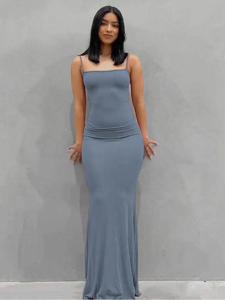 Maxi Dress Backless Slim Dress Pullover Concise Long Bodycon Skirt - ROYAL EQUIPS