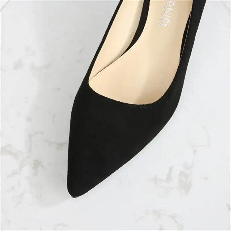 Low Heel Pumps Lady Pointed Toe Kitten Heels Female Green Flock Red - ROYAL EQUIPS
