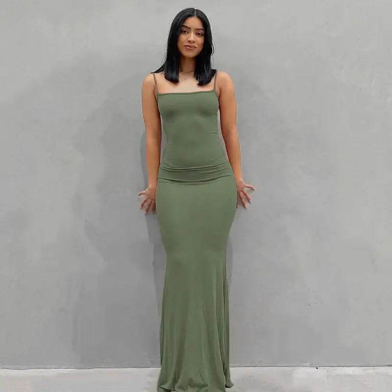 Maxi Dress Backless Slim Dress Pullover Concise Long Bodycon Skirt - ROYAL EQUIPS
