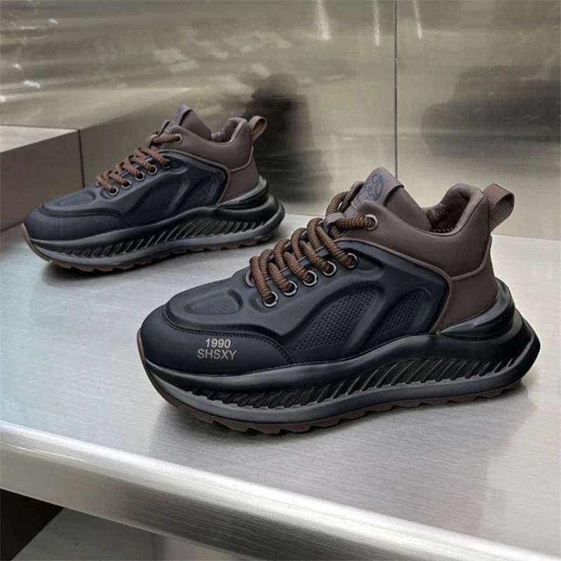 Designer Sneakers Running Casual Microfiber Leather Upper Height Increased Flat Platform Sport Shoes - ROYAL EQUIPS
