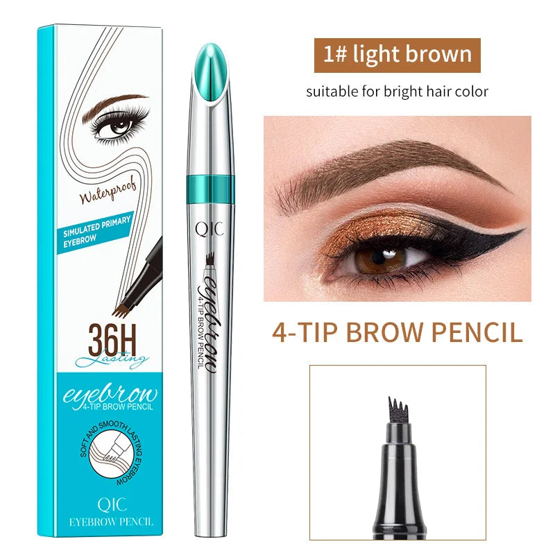 4 Points Waterproof Eyebrow Pen in Three Stunning Shades: Achieve the Perfect Microbladed Look with Ease