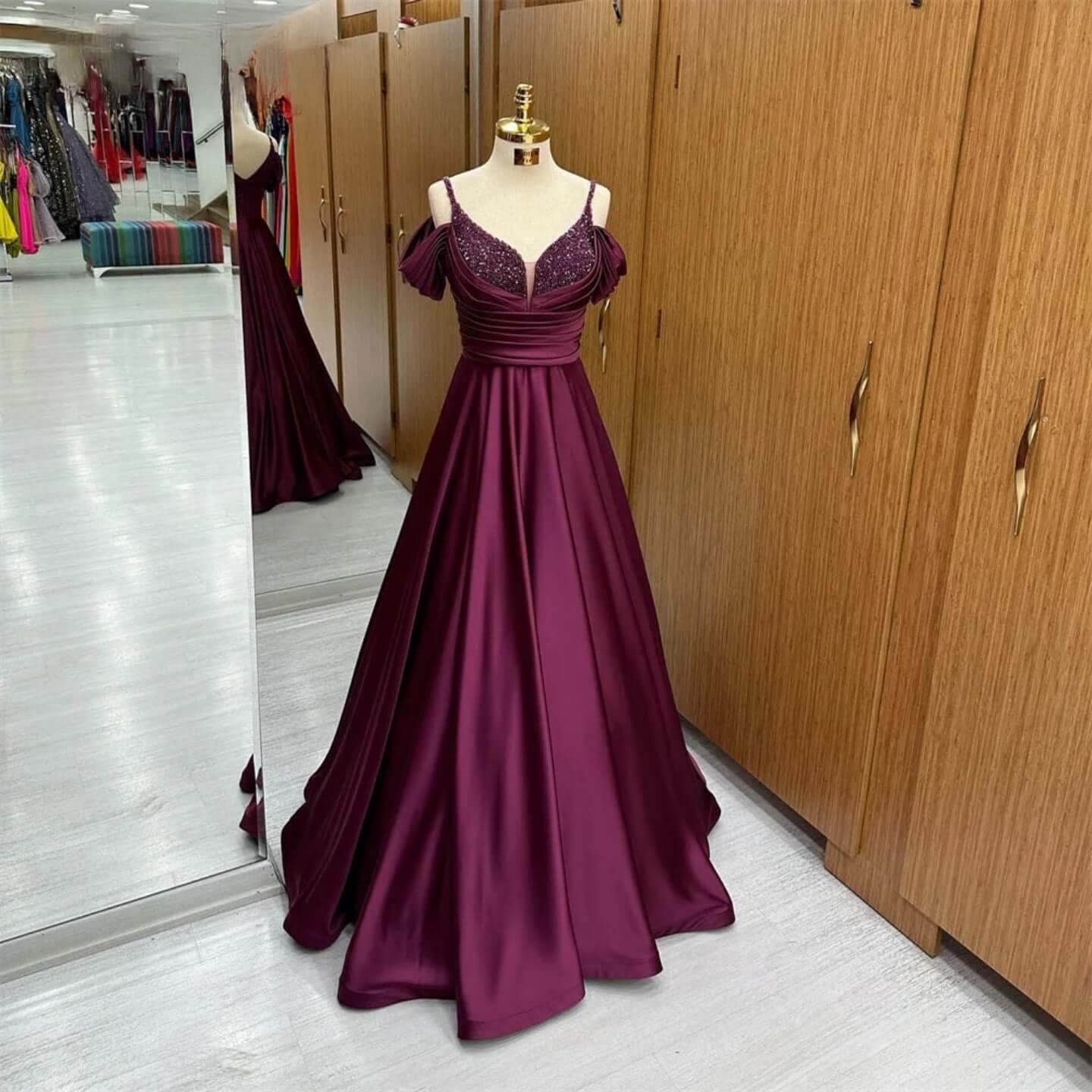 ROSES Spaghetti Strap V Neck Grape Formal Event Dress Customized for Special Occasions - ROYAL EQUIPS