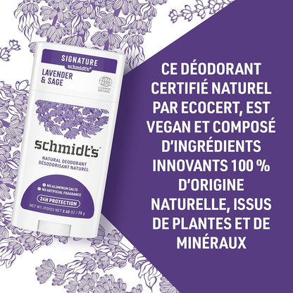 Lavender & Sage Deodorant Stick - 24-Hour Aluminium-Free Protection for All Day Freshness, 75g
