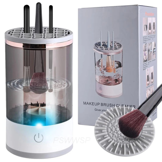Revolutionary 3-in-1 Electric Makeup Brush Cleaner with Drying Rack and Brush Holder - Automatic Cleaning Solution for Effortless Beauty Maintenance