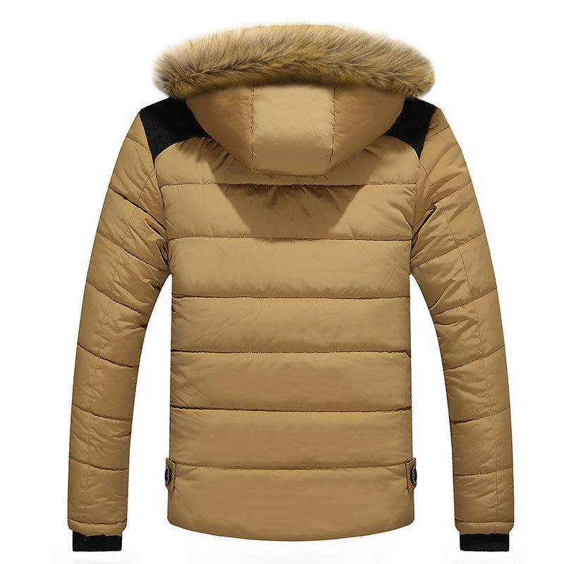 Men’s Winter Hooded Cotton Coat with Removable Fur Collar
