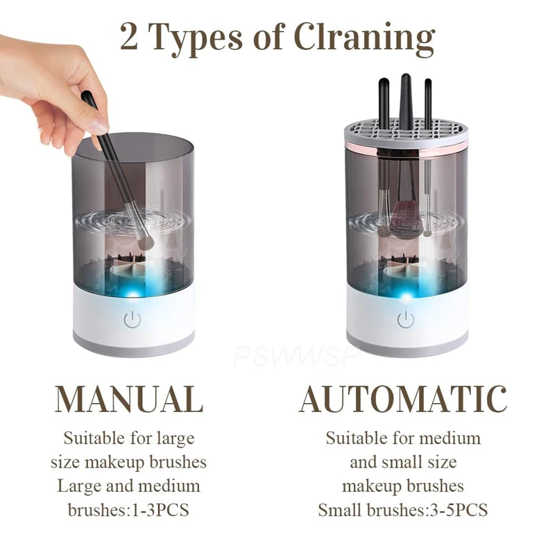 Revolutionary 3-in-1 Electric Makeup Brush Cleaner with Drying Rack and Brush Holder - Automatic Cleaning Solution for Effortless Beauty Maintenance