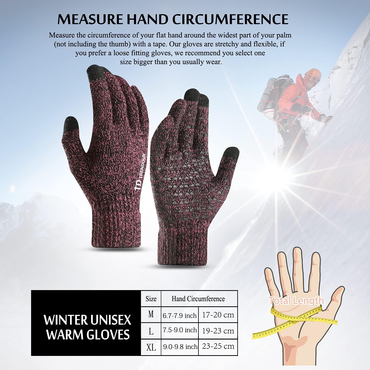 Professional Touch Screen Winter Gloves for Men and Women - Enhanced Thermal Comfort with Anti-Slip Silicone Grip and Elastic Cuff