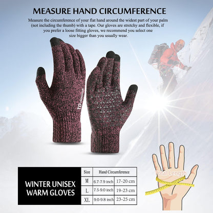 Professional Touch Screen Winter Gloves for Men and Women - Enhanced Thermal Comfort with Anti-Slip Silicone Grip and Elastic Cuff