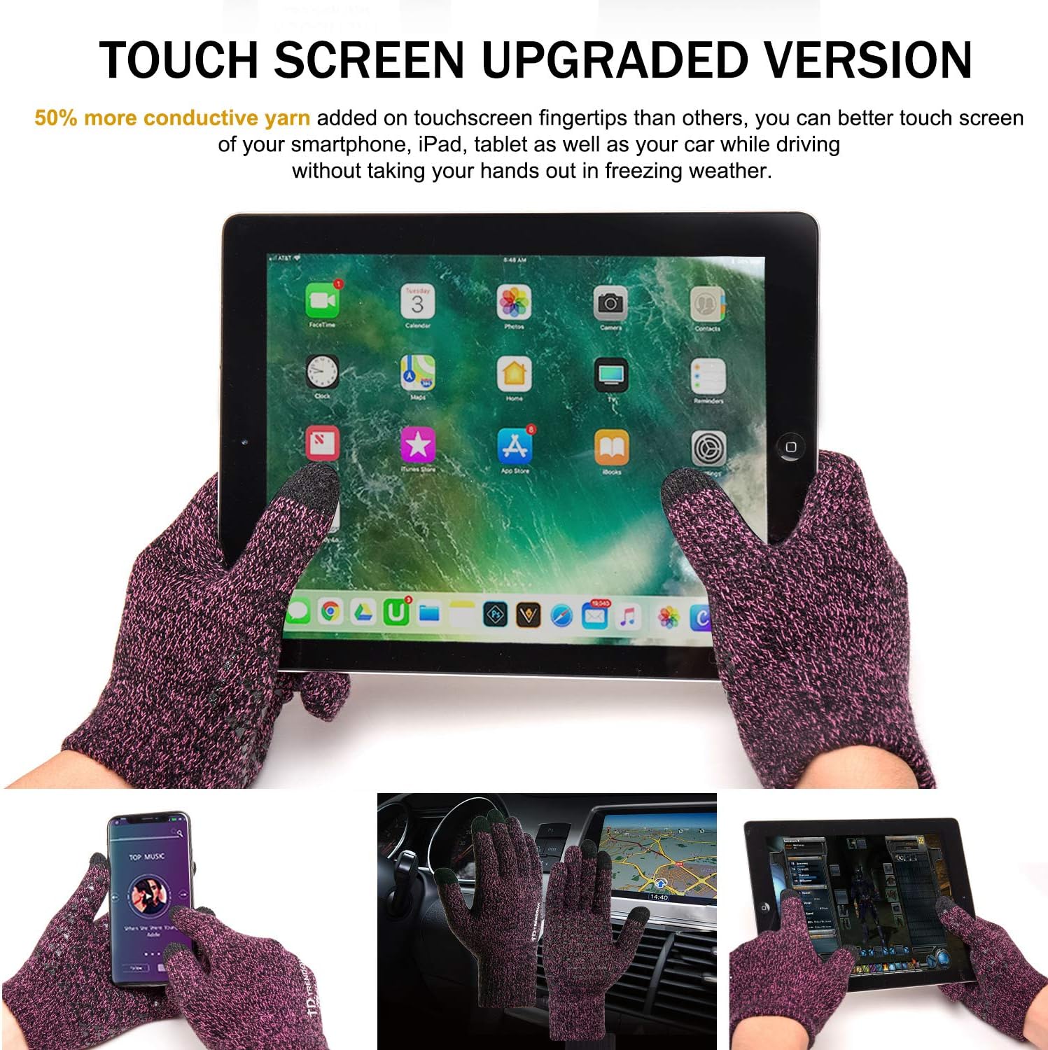 Professional Touch Screen Winter Gloves for Men and Women - Enhanced Thermal Comfort with Anti-Slip Silicone Grip and Elastic Cuff