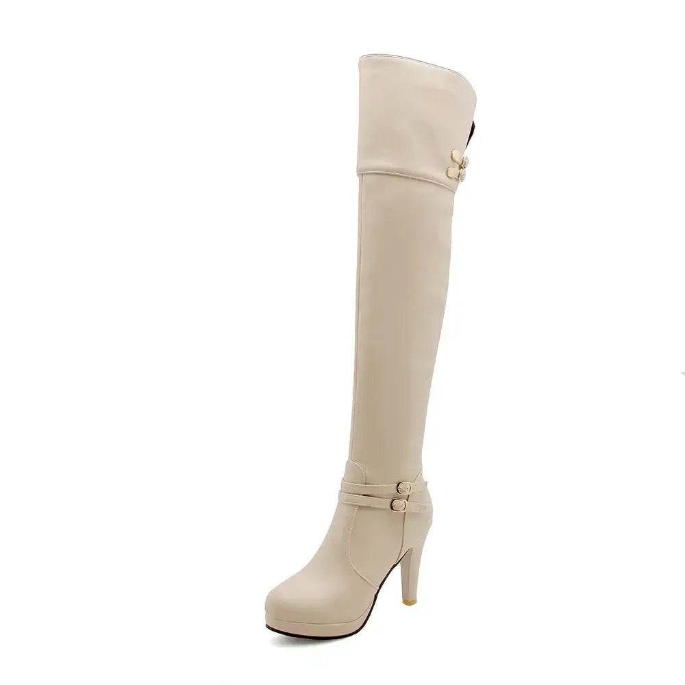 Black High Heels Over The Knee Boots Women Platform Thigh High Boots Autumn Winter Long Boots - ROYAL EQUIPS