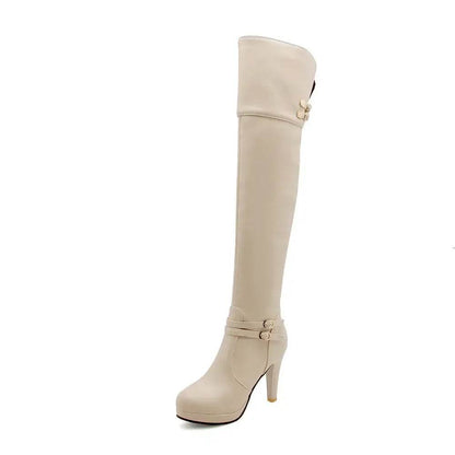 Black High Heels Over The Knee Boots Women Platform Thigh High Boots Autumn Winter Long Boots - ROYAL EQUIPS