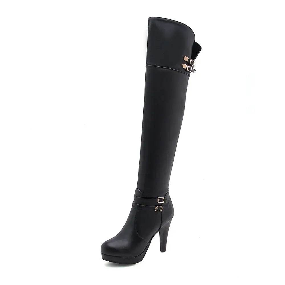 Black High Heels Over The Knee Boots Women Platform Thigh High Boots Autumn Winter Long Boots - ROYAL EQUIPS