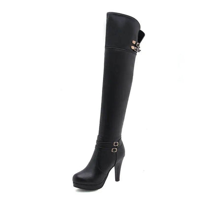 Black High Heels Over The Knee Boots Women Platform Thigh High Boots Autumn Winter Long Boots - ROYAL EQUIPS