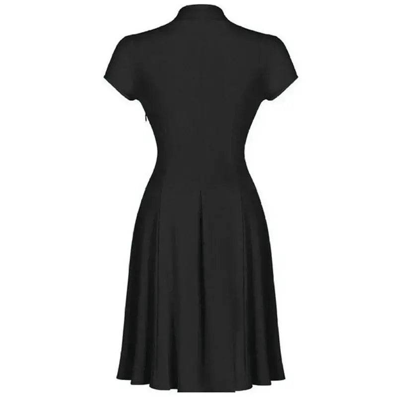 Solid Tea Women Retro V Neck Vintage Dress 50s 60s - ROYAL EQUIPS