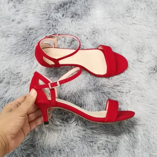 Women's Low Heels Peep Toes Ankle Strap Sandal High Heels Wedding Shoes Plus Size - ROYAL EQUIPS
