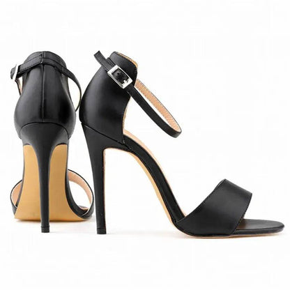 Women's Sandals Thin Buckle PU Leather High Heels Open Toe - ROYAL EQUIPS