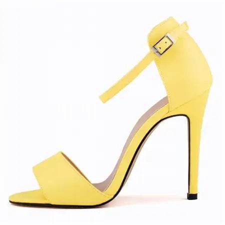 Women's Sandals Thin Buckle PU Leather High Heels Open Toe - ROYAL EQUIPS