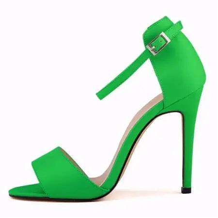 Women's Sandals Thin Buckle PU Leather High Heels Open Toe - ROYAL EQUIPS