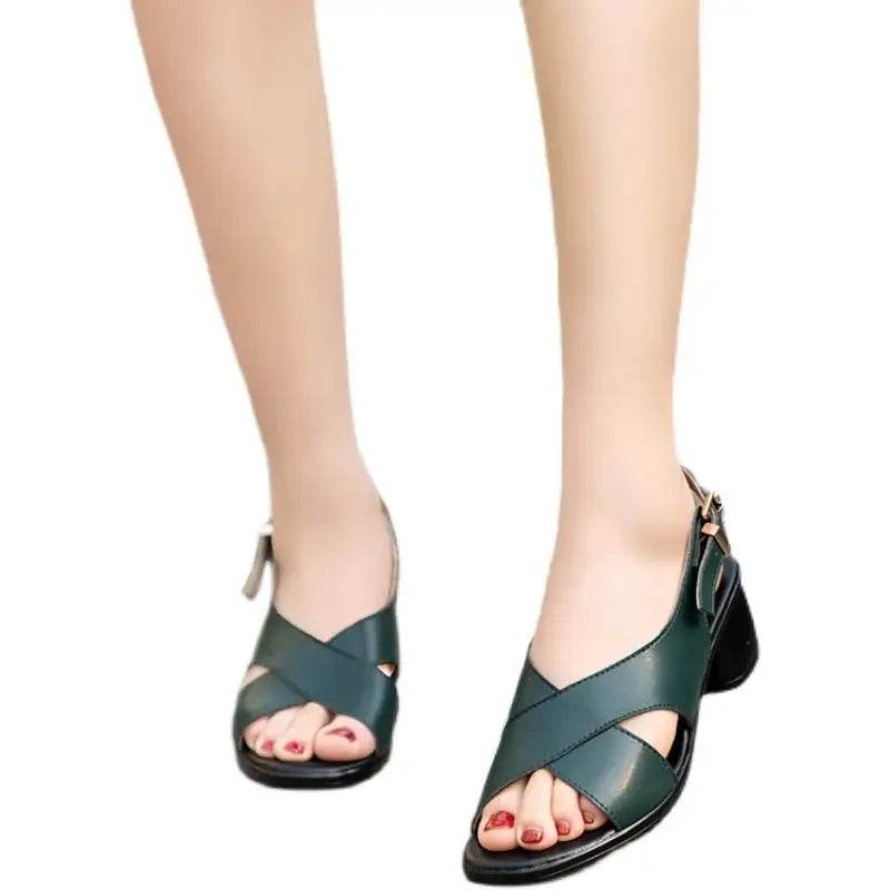 Sandals Genuine Leather Platform Sandal Office High Heels Ladies Sandal - ROYAL EQUIPS