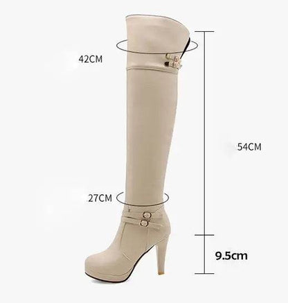 Black High Heels Over The Knee Boots Women Platform Thigh High Boots Autumn Winter Long Boots - ROYAL EQUIPS