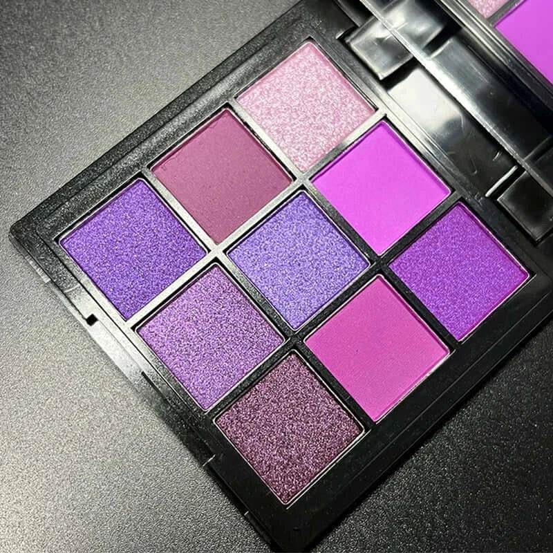 9 Colors Glitter Eyeshadow Palette Purple Shimmer Pearlescent Waterproof Matte Acrylic Make-up - ROYAL EQUIPS