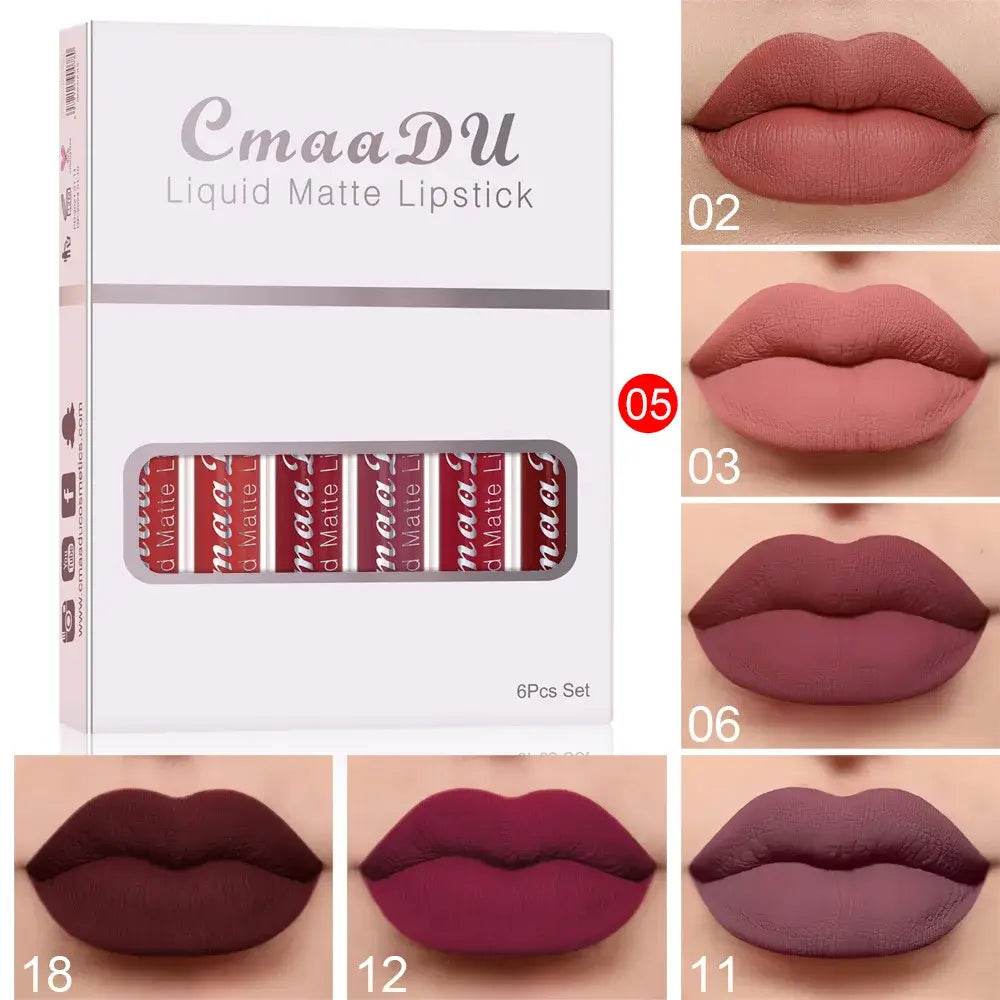 6 PCS Liquid Lip Gloss Set Waterproof Long lasting Beauty Cosmetics lipsticks - ROYAL EQUIPS