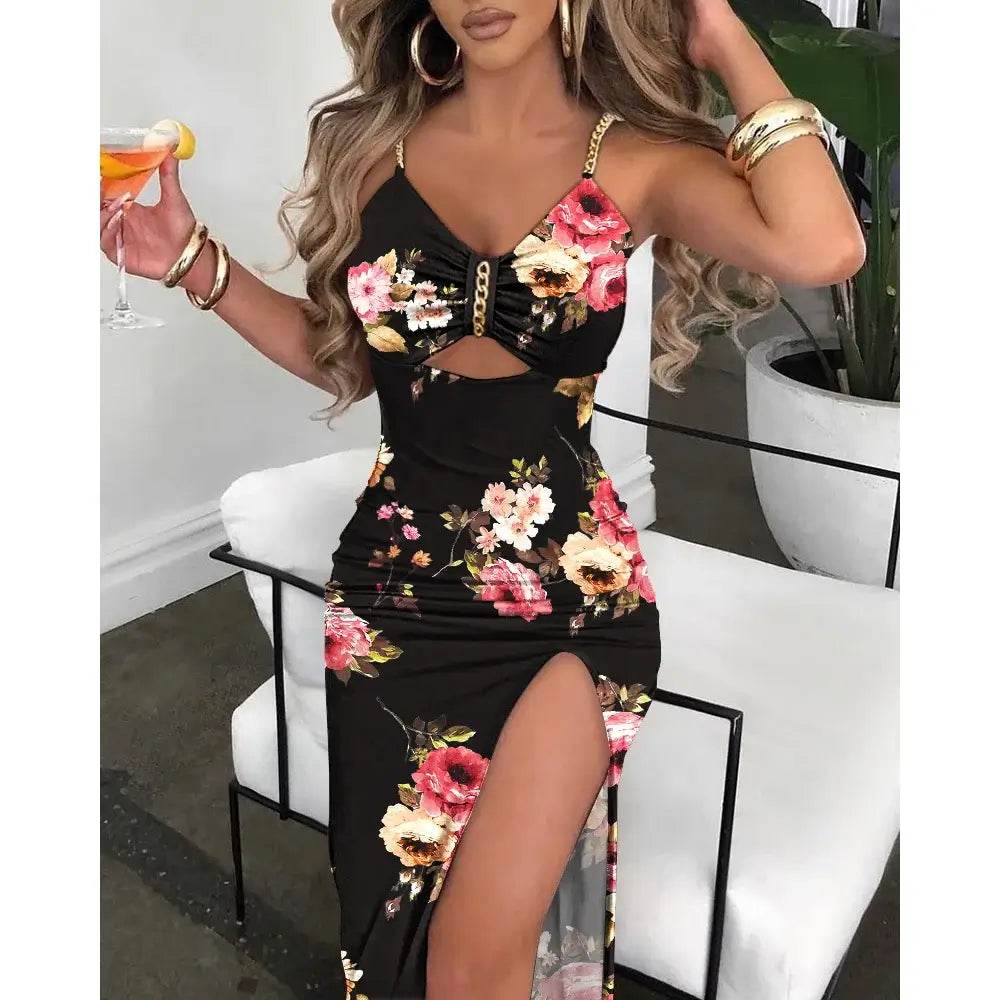 V-Neck High Slit Sleeveless Maxi Dress - ROYAL EQUIPS