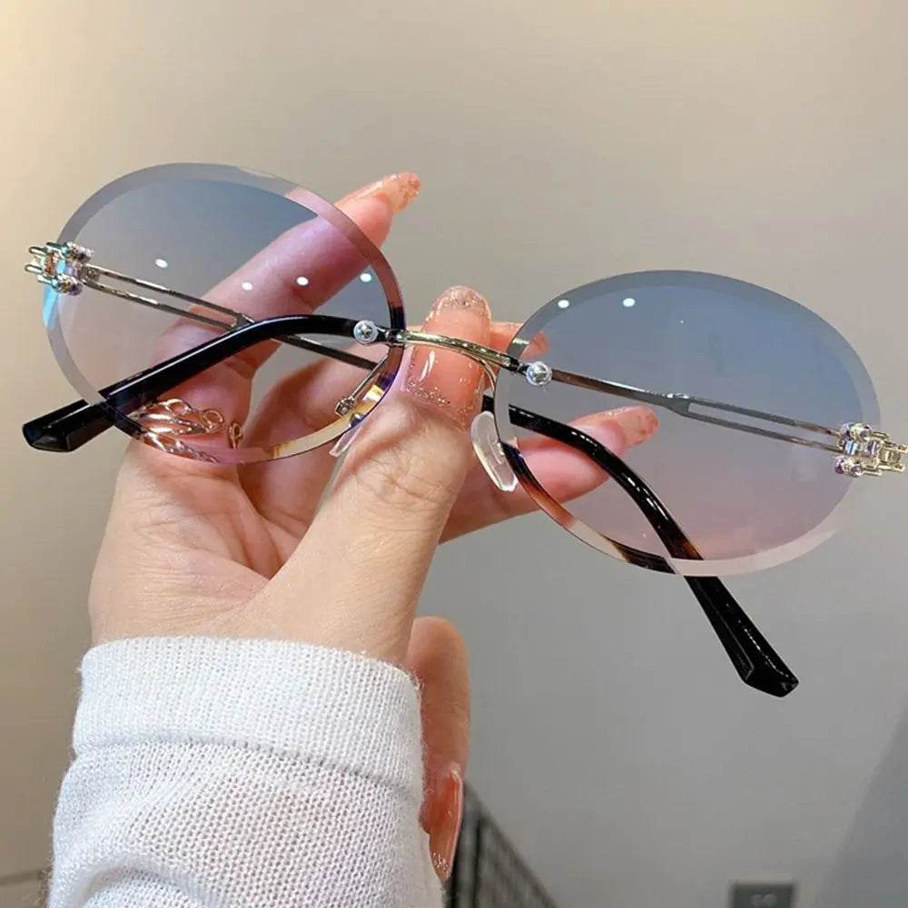 Men/Women Retro Rimless Punk Eyewear Shades Goggle UV400 Sunglasses Steampunk Sun Glasses Gold Square Frame - ROYAL EQUIPS