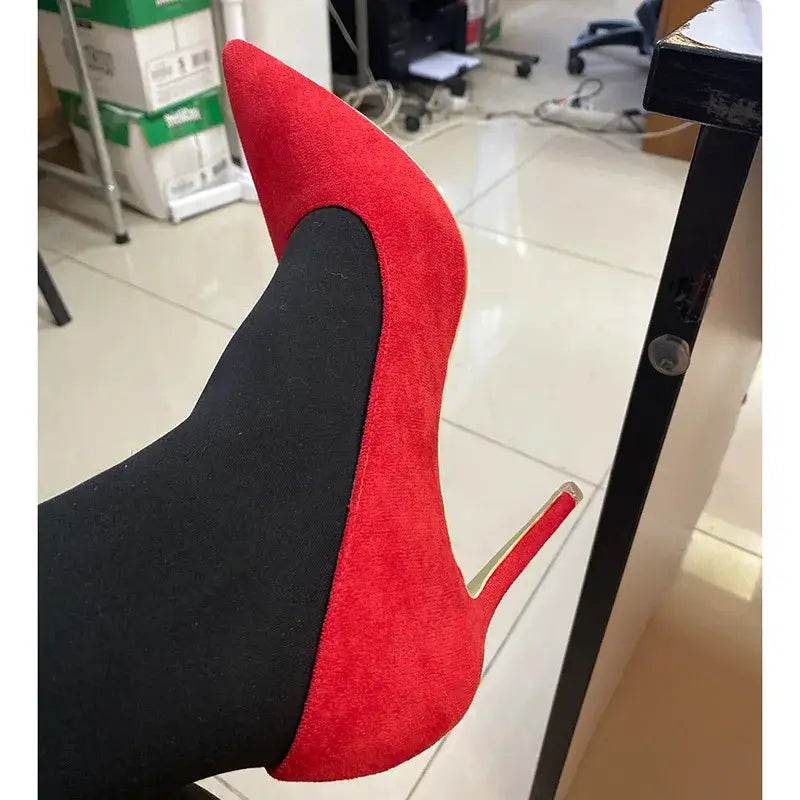 9cm High Heels Burgundy Pumps Plus Sized Suede Bridal Scarpins Prom Shoes - ROYAL EQUIPS