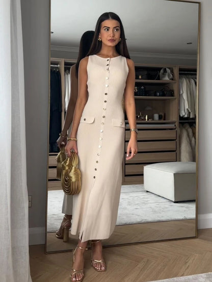Elegant Button-Down Midi Dress – Timeless Sophistication